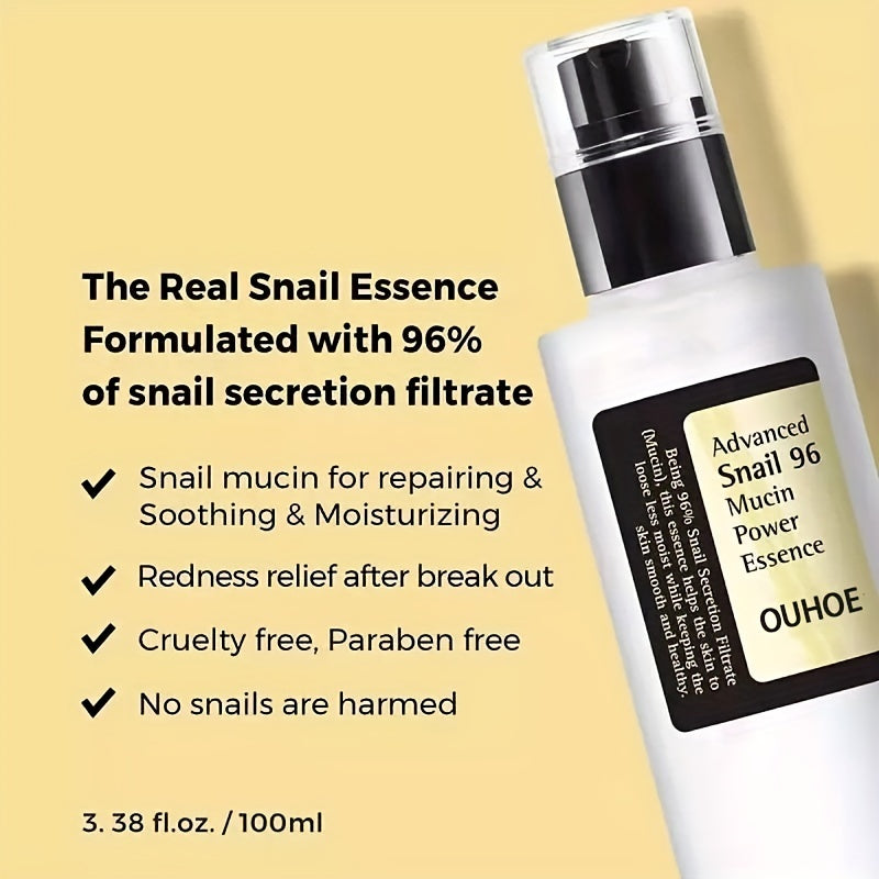 OUHOE - Snail Mucin Power Essence Moisturizer Hydrating Serum With Snail Secretion Filtrate For Dark Spots And Fine Lines