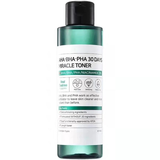 MOONBIFFY - AHA BHA PHA 30 Day Miracle Exfoliating Toner Acne Treatment With Blackhead Removal Technology