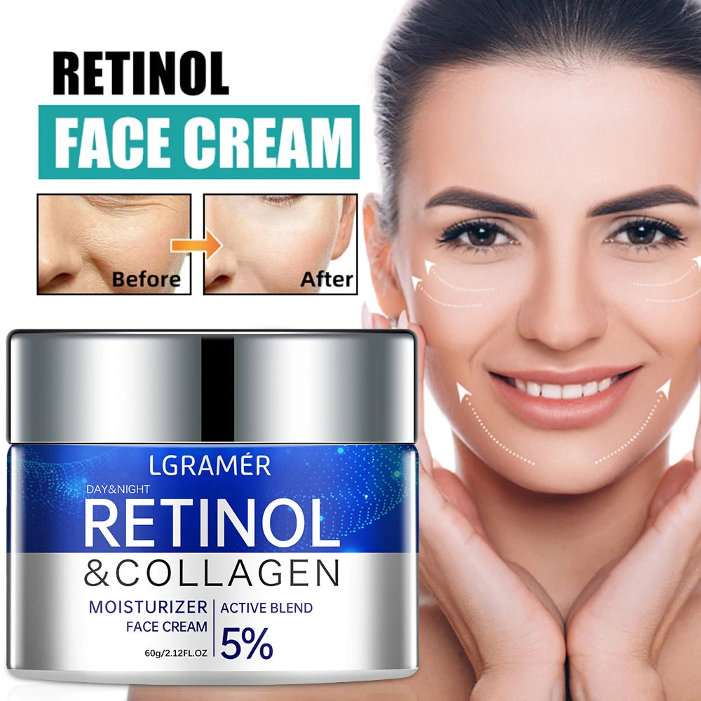 LGRAMER - Retinol Wrinkle Removing Cream With Anti Aging Firming & Lifting Technology Fades Fine Lines While Whitening Moisturizing Brightening