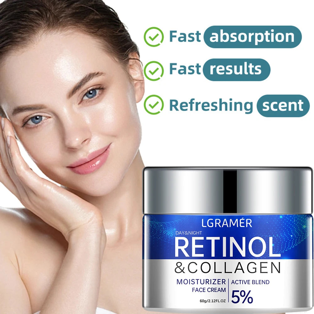 LGRAMER - Retinol Wrinkle Removing Cream With Anti Aging Firming & Lifting Technology Fades Fine Lines While Whitening Moisturizing Brightening